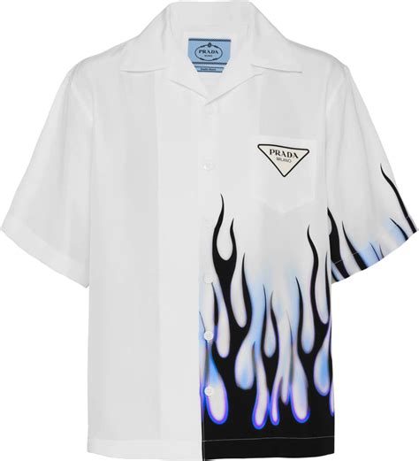 prada white flame shirt|black prada dress shirt men's.